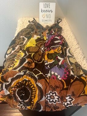 Derek Heart Multicolor Floral Sundress - Yellow, Brown, Green, Purple